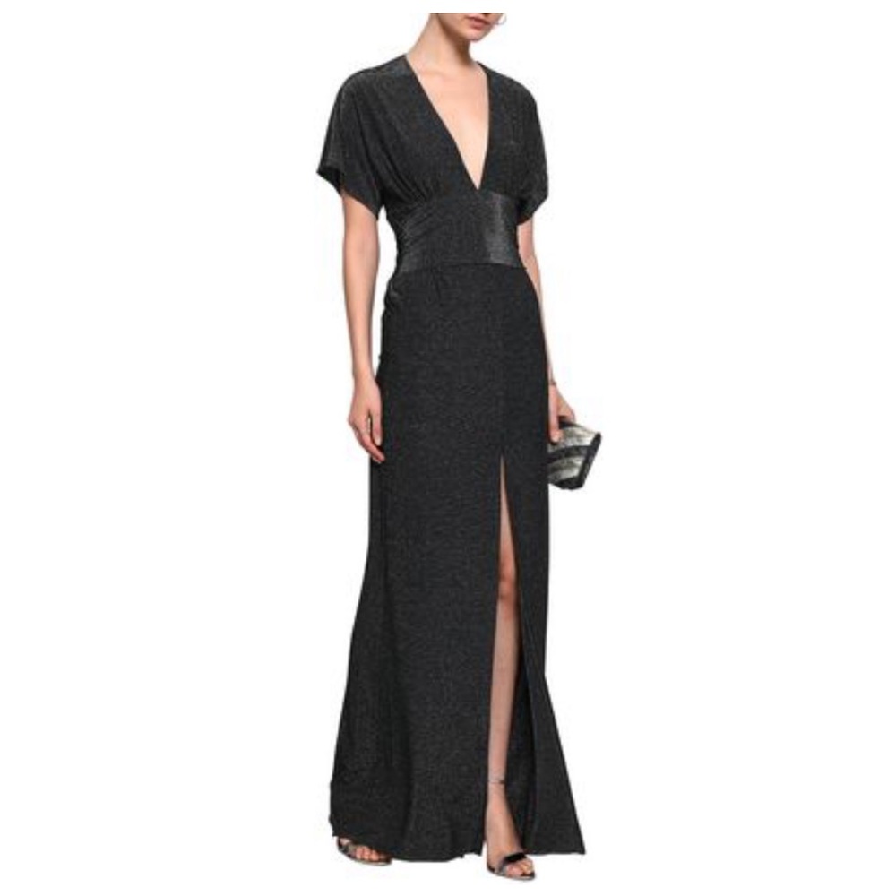NWT Halston Heritage Tie-back metallic crepe gown - Picture 2 of 9